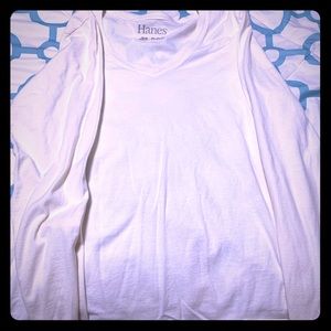 Hanes Pure White Long Sleeve Shirt